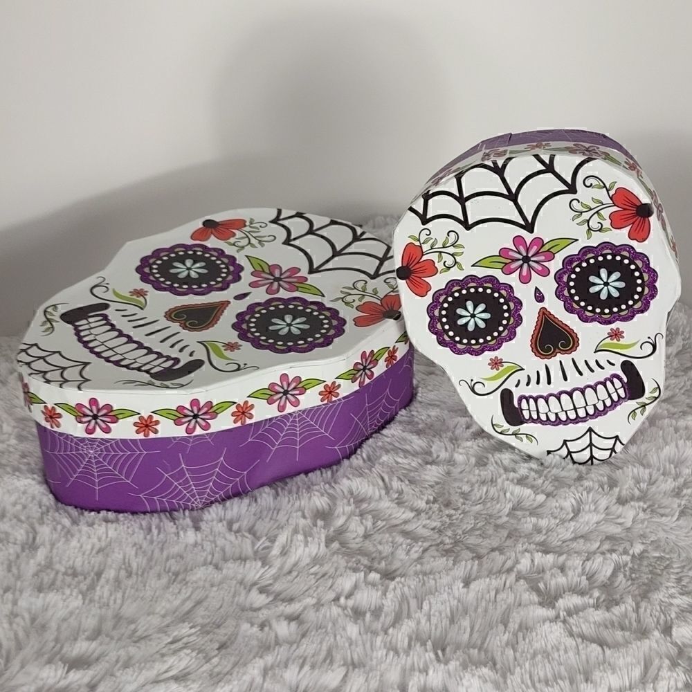 Two New Day of the Dead Decorative Skull Boxes